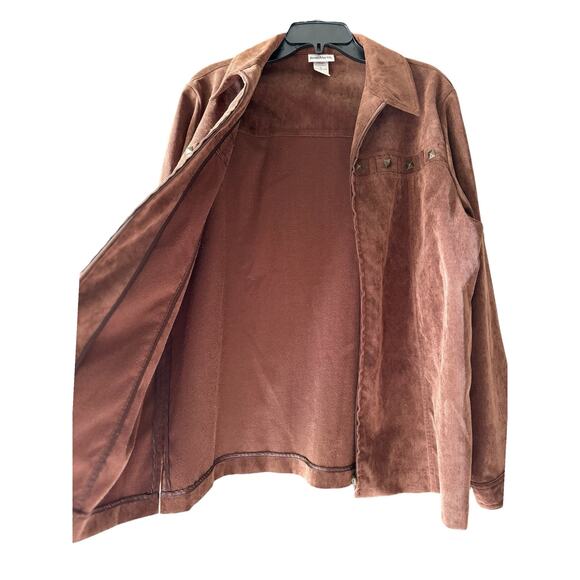 BonWorth Brown Corduroy Studded Western Jacket Zip Front Size Large - Picture 4 of 11